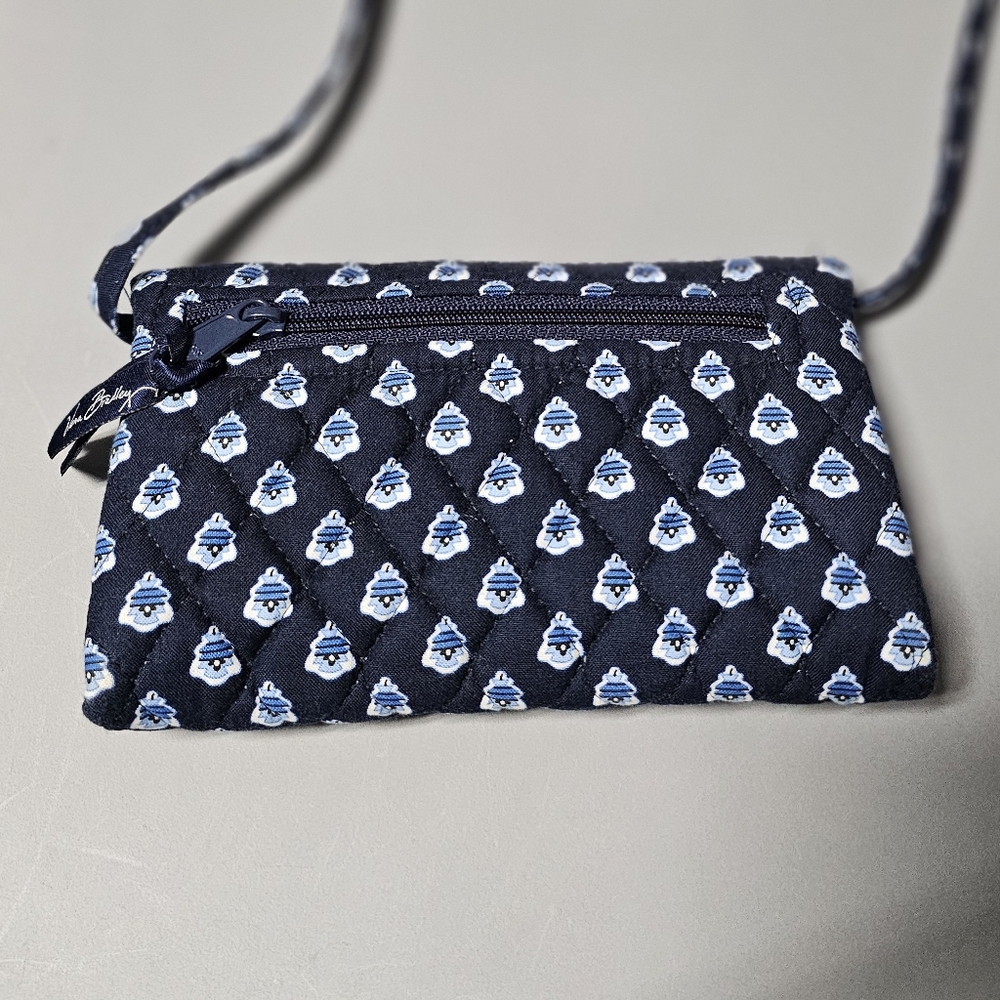 Vera Bradley Nantucket Trifold Wallet Checkbook Crossbody Removable Strap Navy - Picture 2 of 7